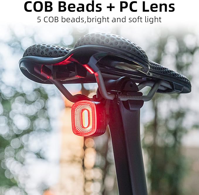 ROCKBROS Smart Bike Tail Light Brake Sensing Bicycle Rear Lights USB Rechargeable IPX6 Waterproof Bright LED Bike Light 260mah Cycling Safety Road BikeTaillight Accessories 4 Modes