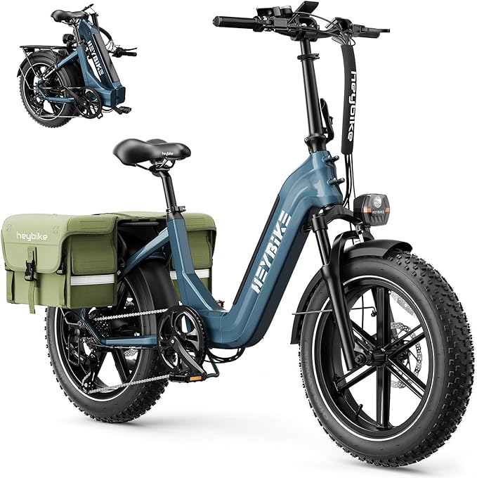 Heybike Ranger 20"x4.0" Fat Tire Folding Electric Bike for Adults, 1200W/1800W Peak Motor, 28/32MPH, up to 55/90 Miles Range, UL2849 Certified Removable Battery for Commute Beach Mountain Snow E Bike