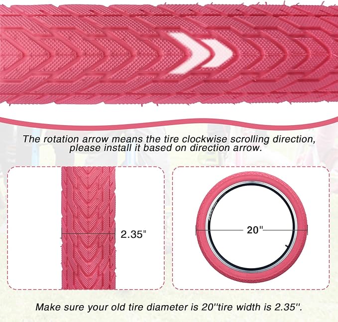 ZUKKA 20 x 2.35 Bike Tire 1/2 Pack 20 inch x 2.35 BMX Bike Tire Folding Replacement Tire for MTB Mountain Bike, BMX Bicycle Commuter Bike