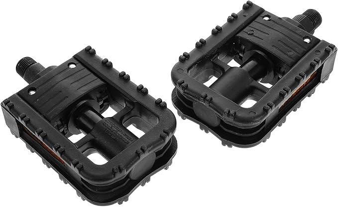 VILLCASE 2pcs Lightweight Nylon Flat Mountain Bike Pedals with Sealed Bearings and Large Non-Slip Platform for Trail Riding and Folding Bikes, Black