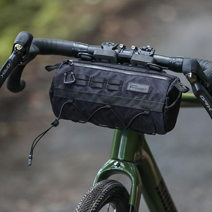 Rhinowalk Bike Handlebar Bag 2.8L Waterproof Front Tube Bag for Road, Gravel, and Mountain Bikes, Cylindrical EVA Frame Pack with Shoulder Strap (Black)