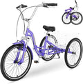 NAIZEA Folding Adult Tricycle - 7 Speed 20/24/26 Inch Folding Tricycle for Adult, 3 Wheel Bike, Foldable Trike with Large Basket/Low-Step Through for Men Women Senior