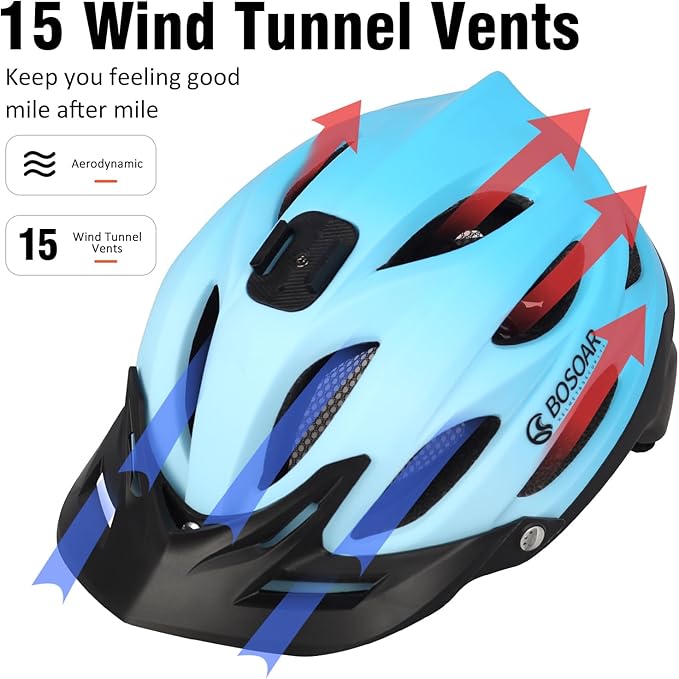 Mountain Bike Helmet,Adult Cycling Helmet with Camera Mount and Detachable Visor for Men Women Youth,Suggested Fit 55-61 Cm