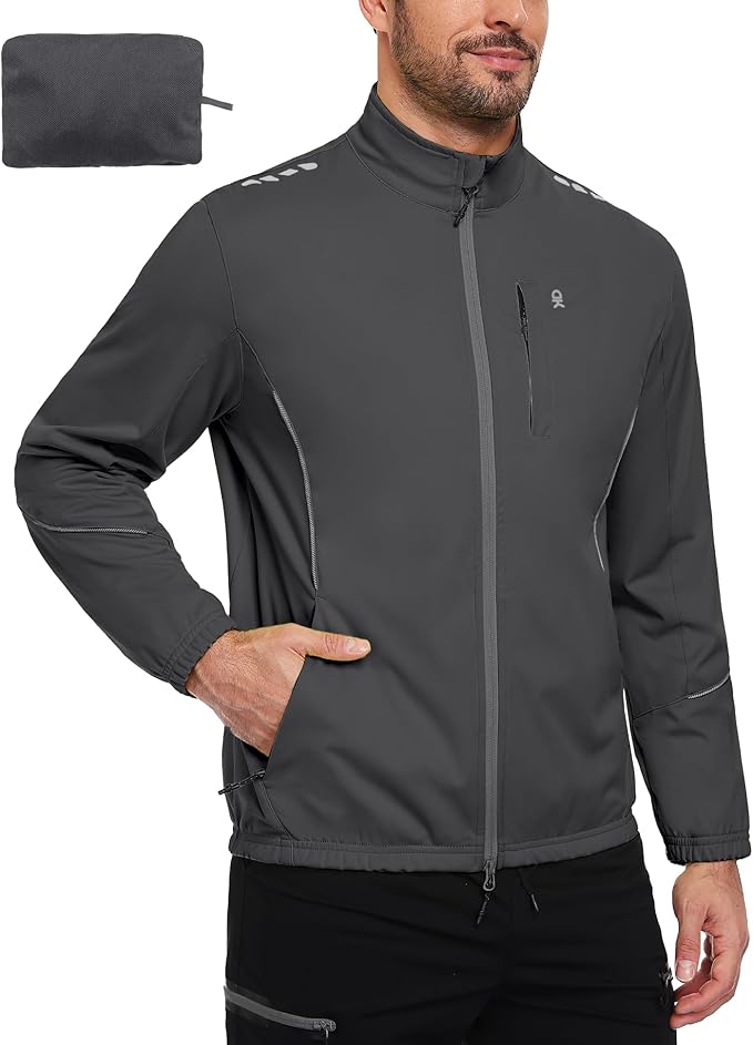 Little Donkey Andy Men's Cycling Jackets Reflective Packable Running Jacket Windproof Water-Resistant for Hiking Biking