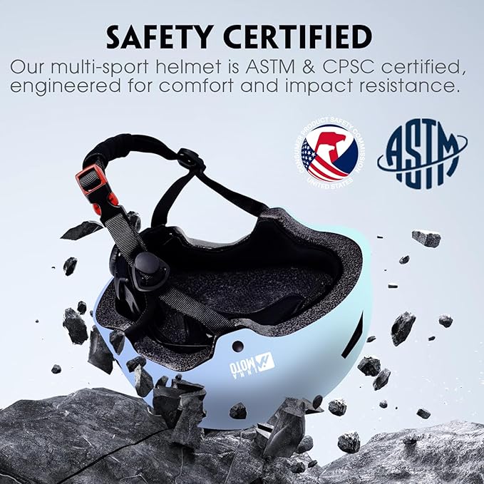 Skateboard Helmet for Adults - Adjustable Certified Safety Adults Helmet for Skateboarding Bike Bicycle Scooter Cycling Skate Skating Multisport Helmets for Women Men Boys Girls Kids Youth