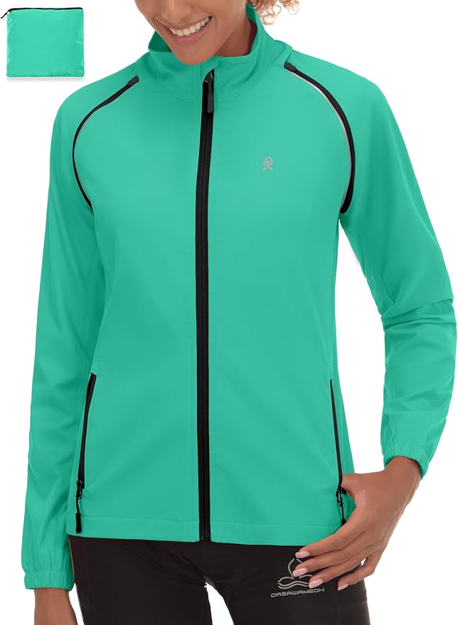 Little Donkey Andy Women's Lightweight Waterproof Cycling Jacket with Removable Sleeves for Biking Running Golf