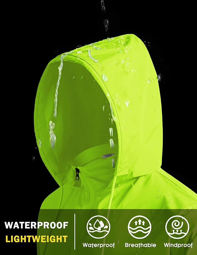COOFANDY Men's Light Rain Jacket with Hood Packable Waterproof Raincoat Golf Rain Gear Travel Hiking Windbreaker