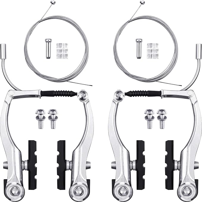 Universal Mountain Bike Brakes Set - 2 Pairs, Replacement for Most Bicycles, Includes 2 Pieces Brake Cables, Gear Shift Cable Wire, End Caps, End Ferrules