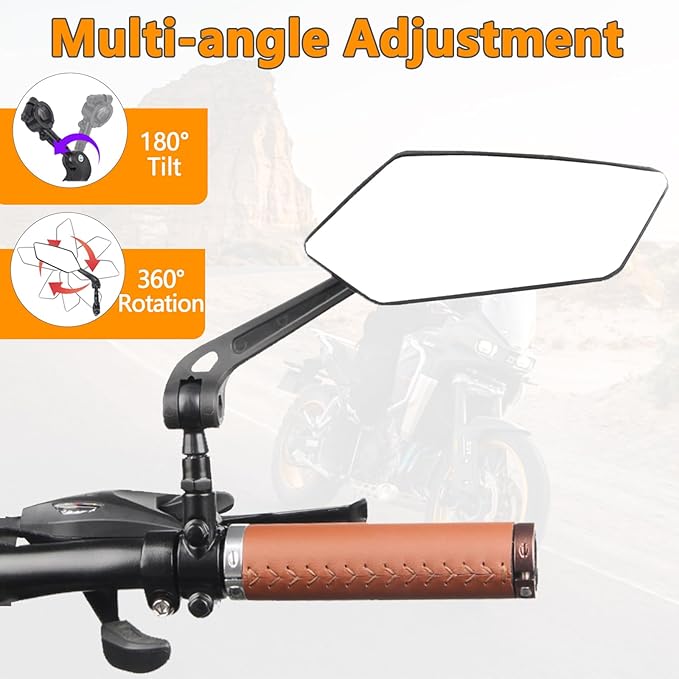 Foldable mirror for mountain bikes, 360-degree rotatable mirror, Bicycle Mirrors for Handlebars with Retractable & 360 ° Adjustable Lens A Couple