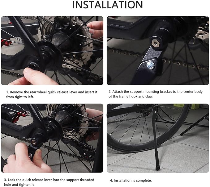 Adjustable Kickstand, Aluminum Alloy Slip Cycling Side Kick Stand for Mountain Bikes Road Bikes, with Easy Installation for 22-29 Inch 700C