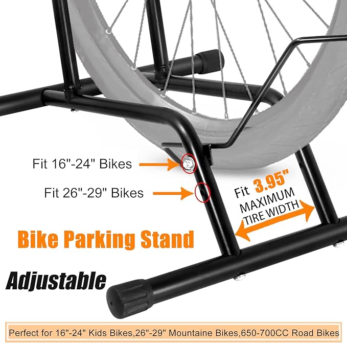 Bike Stand Floor Bike Rack for Storage Indoor/Outdoor, Front and Rear Wheel Parking Rack Stand Perfect for 16"-29" Bicycles