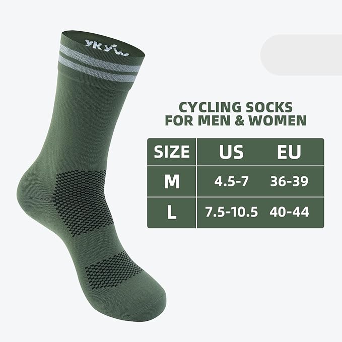 YKYWBIKE Cycling Socks for Men Women-Athletic Crew Bike Socks,Compression Biking Socks for Men Cycling,MTB Riding Socks
