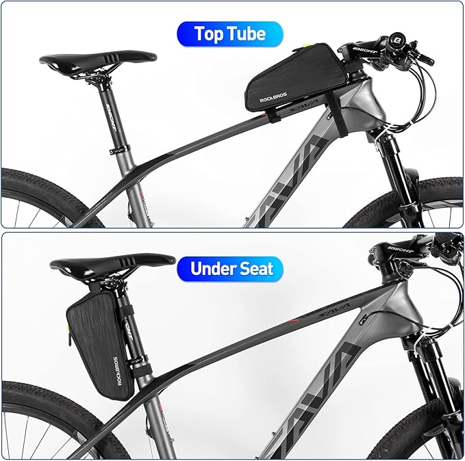 ROCKBROS Top Tube Bike Bag Bike Frame Bag Bicycle Bag Bike Pouch Pack Cycling Accessories for Road Mountain Bike Compatible with iPhone 11 XS Max XR Fit 6.5”