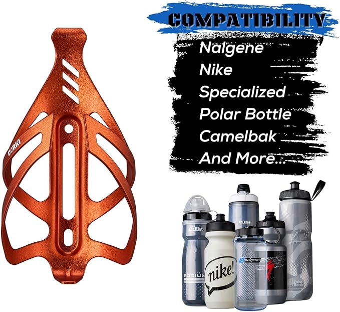 Corki Cycles Bike Water Bottle Holder Aluminum Alloy, Universal Bike Water Bottle Cage for Road, Mountain and Gravel Bikes -2 Pack - Orange