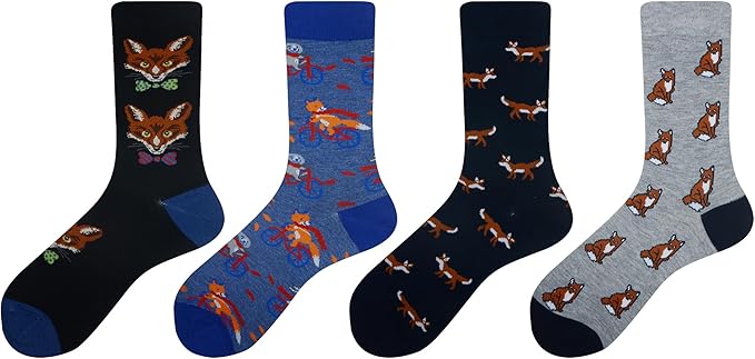 Cansok Men's 2/4 Packs Fun Crazy Novelty Dress Crew Socks