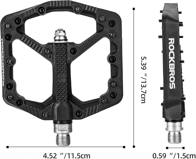 ROCKBROS Mountain Bike Pedals Flat MTB Pedals Nylon Fiber Bicycle Platform Pedals for Road Mountain BMX MTB Bikes