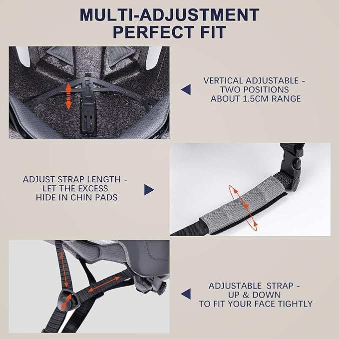 Adult Bike Helmet with Light - Dual Certified for Bicycle Scooter Skateboard Road Cycling Skating Helmet