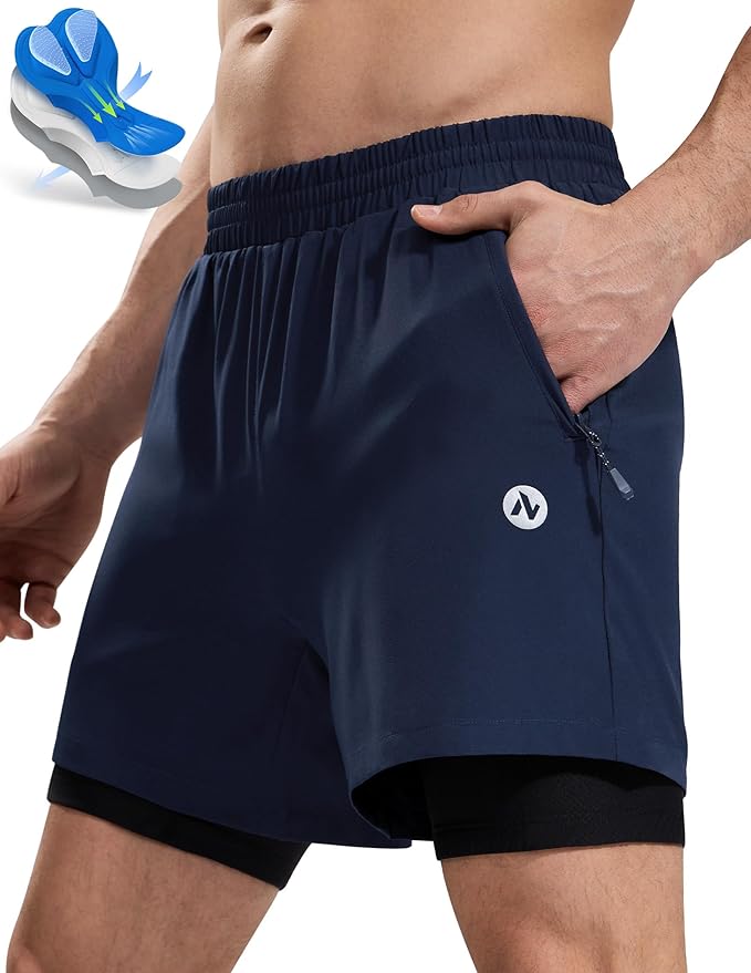 Nepest Men’s 4D Padded Mountain Bike Shorts MTB Cycling Biking Bicycle Riding Shorts with Zipper Pockets
