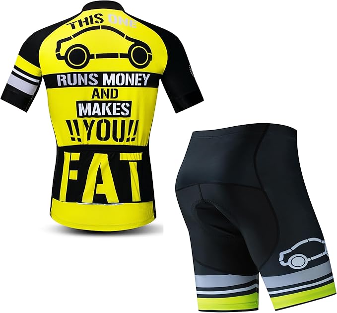 Hotlion Men's Cycling Jersey Sets Gel Pad Summer Bike Clothing Suit Breathable Bike Clothes with 3 Rear Pockets