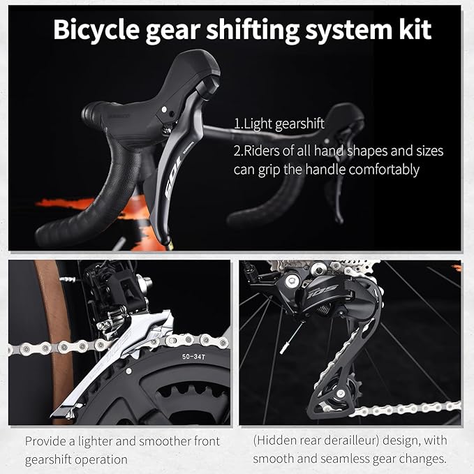 SAVADECK Carbon Fiber Road Bike, Hydraulic Oil Disc Bike with Carbon Fiber Frame and Wheelset, Lightweight Full Carbon Racing Bicycle with Shimano R7120 24S Shift Set for Adults