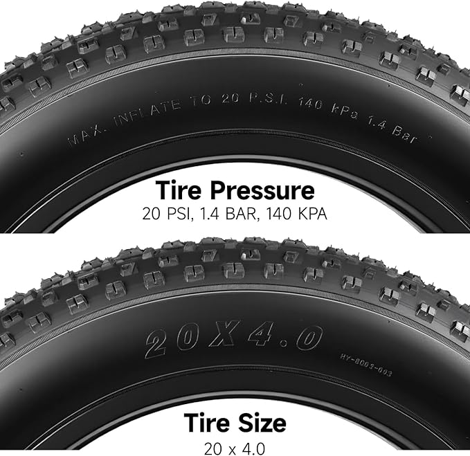 2 Pack 20x4.0 Fat Tire and Tubes Set, Folding 100-406/20 x 4 Fat Tire for Ebike, 20 Inch Fat Bike Tires with AV Valve Inner Tubes, All Terrain Electric Bike Tires for Snow, Sand, Street