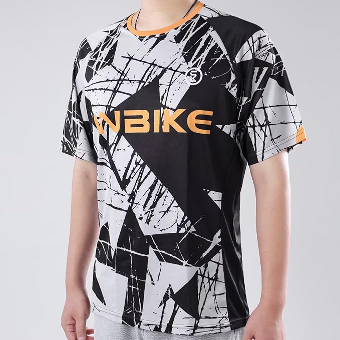 INBIKE Men's Mountain Bike Jersey, Moisture Wicking Short Sleeve Cycling Shirts, Quick Dry Breathable Bicycle Tops for Biking