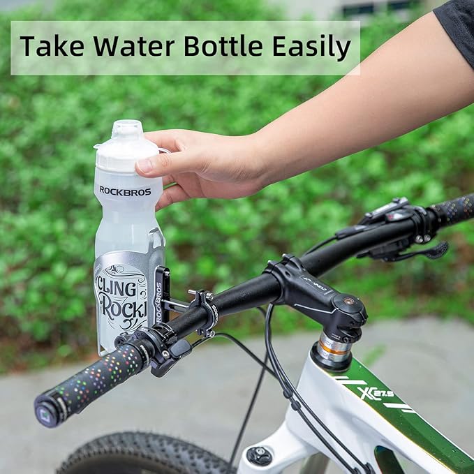 ROCKBROS Bike Cup Holder,2-in-1 Bicycle Bottle Bracket Aluminum Alloy Water Bottle Cages,Universal Rotation Cup Drink Holders for Bike Handlebars,Motorcycle,MTB,Boat,Walker,Wheelchair,Stroller，Silver