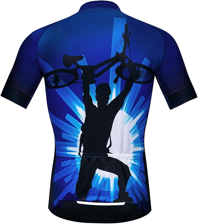 Men Cycling Jersey Skull Bike Short Sleeve Tops Quick-Dry Reflective 3-Pockets S-3XL