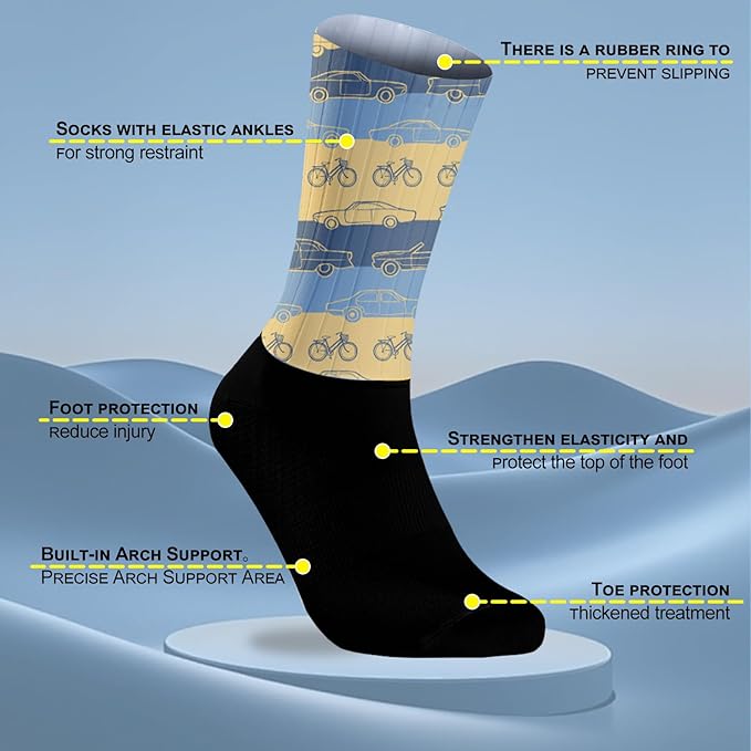 Cycling Socks Athletic Crew Socks Breathable Cushioned Compression Running Hiking Socks For Mens Womens