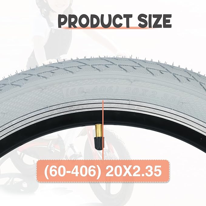 ZUKKA 20 x 2.35 Bike Tire 1/2 Pack 20 inch x 2.35 BMX Bike Tire Folding Replacement Tire for MTB Mountain Bike, BMX Bicycle Commuter Bike