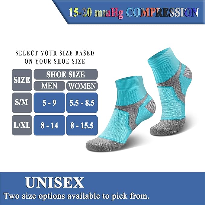 QUXIANG Compression Socks for Women & Men Circulation 3/6/7 Pairs Arch Ankle Support 15-20 mmHg Best for Running Cycling