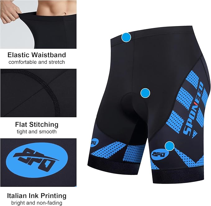 sponeed Men's Cycling Shorts Padded Bicycle Riding Pants Bike Biking Clothes Cycle Wear Tights