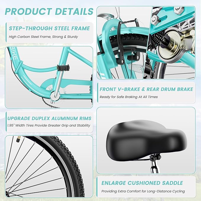 LILYPELLE Adult Folding Tricycles, 7 Speed Folding Adult Trikes, 20/24/26 inch 3 Wheels Bikes with Low Step-Through, Large Basket, Foldable Tricycle for Adults, Women, Men, Seniors