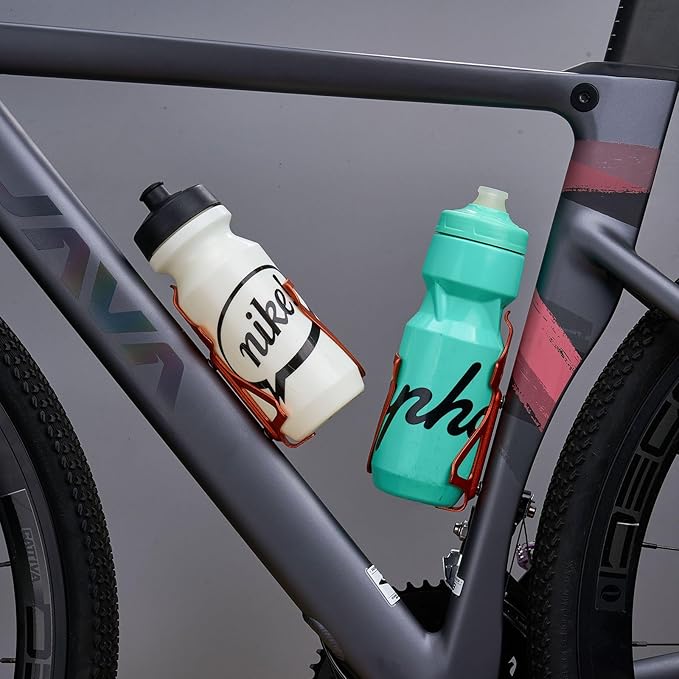 Corki Cycles Left Side Load Water Bottle Cage, Side Entry Bike Water Bottle Holder for Road & Mountain Bikes -2 Pack-Orange-Aluminum Alloy
