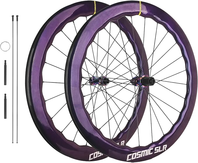 Carbon Road Bike Wheelset, 700C Bicycle Center Lock Disc Brake 6 Bolt Hub Wave Rim Wheels, for Long-Distance Riding