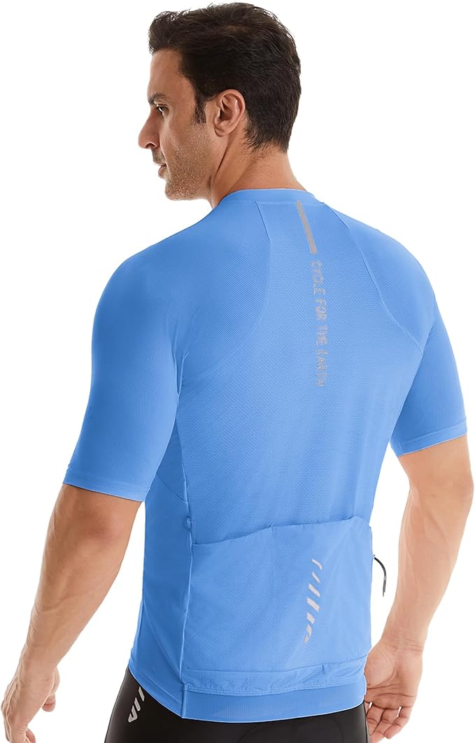 Wulibike Cycling Jersey Men Short Sleeve, Road Bike Shirts 1/4 Zipper with Pockets, Bicycle Clothing Breathable Quick Dry