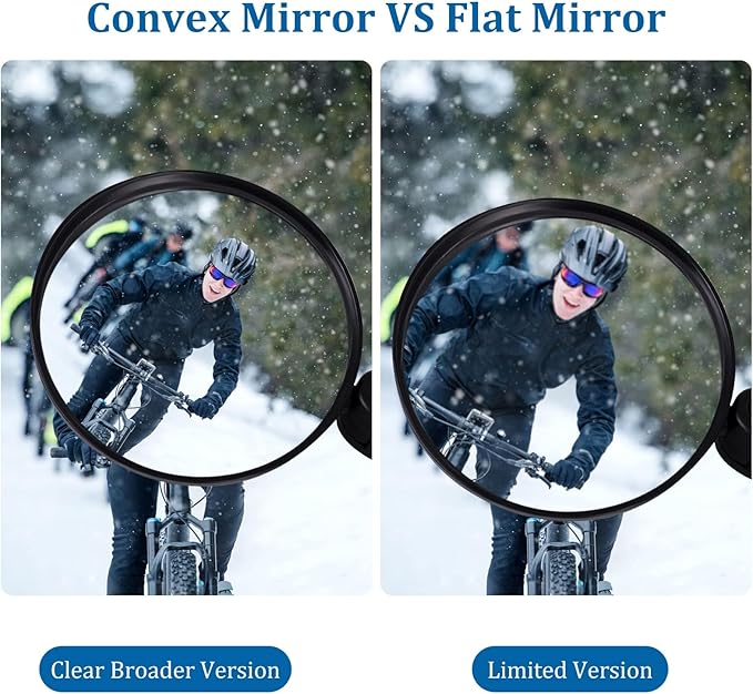 2Pack Universal Bicycle Rearview Mirrors, 360˚Rotatable Bar End Bicycle Mirrors, Wide Angle Convex Bike Mirror for 15-35 mm Handlebar Bikes