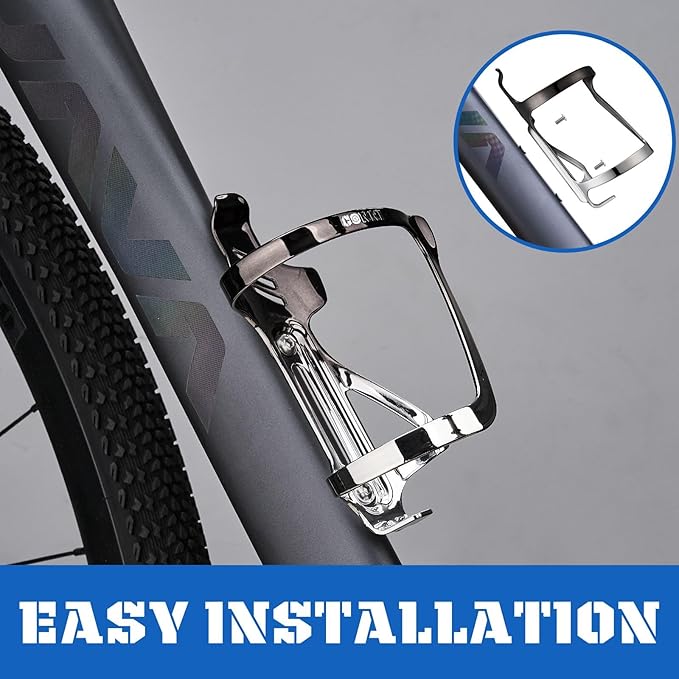 Corki Cycles Bike Water Bottle Cage Aluminum Alloy Side Load Bicycle Water Bottle Cage, Right Entry Bike Water Bottle Holder for Road & Mountain Bikes- 2Pack - Black & Silver