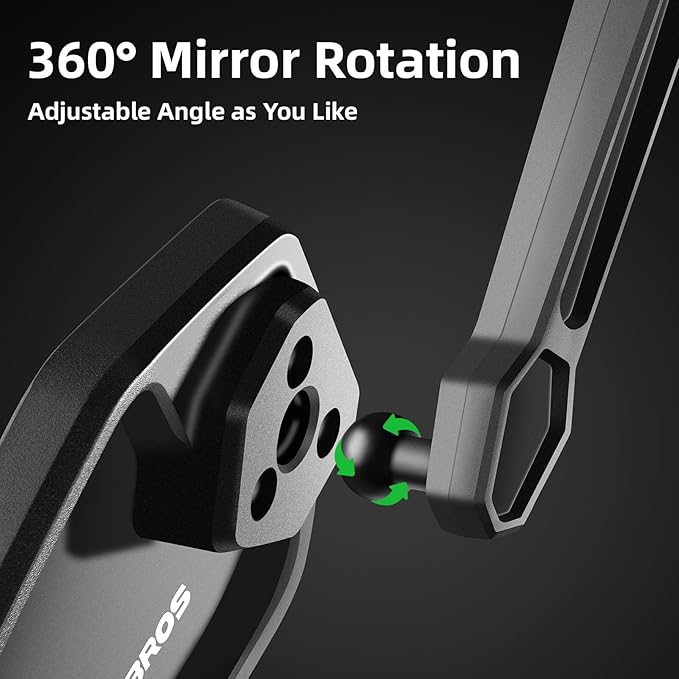ROCKBROS Bike Mirror 360°Adjustable Bike Mirror for Handlebars HD Glass Lens Anti-glare Rotatable Bar End Rear View Mirror for Bike Ebike Motorcycle (Nylon - Left)