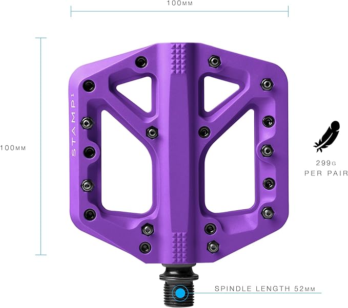 Crankbrothers Stamp Flat MTB Pedals - Size-Specific, Lightweight, Versatile, Durable Bike Pedals