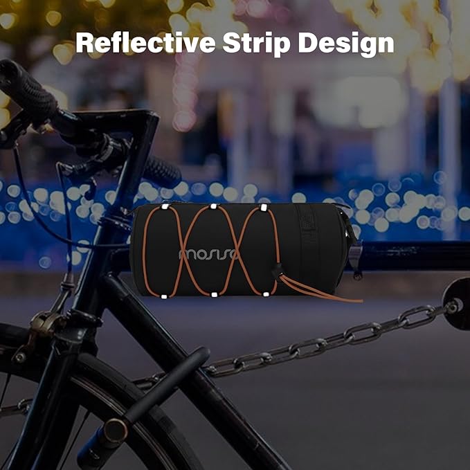 MOSISO Bike Handlebar Bag, Waterproof Bicycle Front Frame Pouch, 2.5L Bike Top Tube Bag Bicycle Roll Storage Pack Cycling Accessories Cylinder Pouch with Shoulder Strap, Black