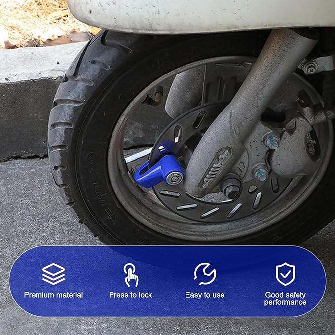 2 PCS Disc Brake Locks, Heavy Duty Bike Lock, Anti-Theft Security Wheel Disc Lock, Universal for Motorcycles Bike Scooter (Blue)
