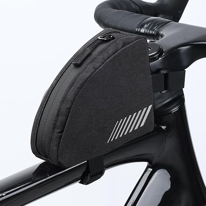 Bike Bag, 0.3L Bike Top Tube Triangle Storage Pouch Frame Bag Reflective Rainproof Design for Road Mountain Commuter Cycling Accessories