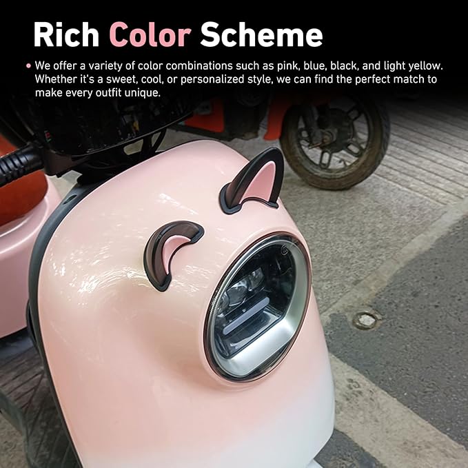 2 PCS Cute Cat Ear Motorcycle Helmet Decoration, Self-Adhesive Wear-Resistant Automotive Helmet Ornament Accessory, Universal for Most Motorcycle Scooter Helmets
