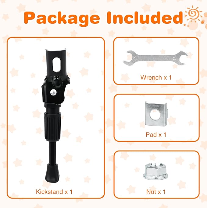 ZUKKA Bike Kickstand 16 Inch for Kids Bike Adjustable Aluminum Alloy Kickstand for Bicycles with Anti-Slip Pad for Kids Bike Universal Fit for Mountain Road Bikes