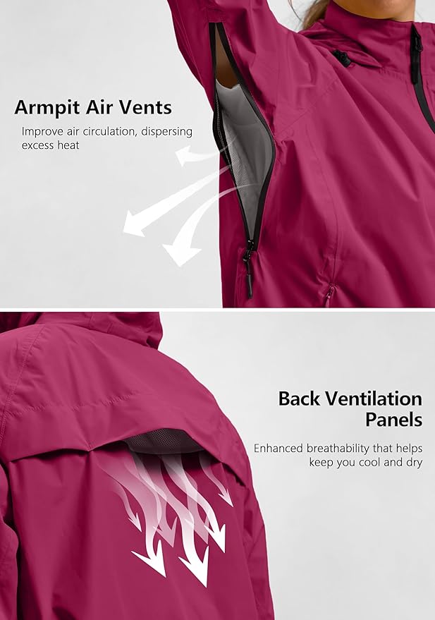 Bikewa Women's Cycling Rain Jackets Waterproof Windbreaker Lightweight Running Windproof Reflective Jacket Packable Hooded