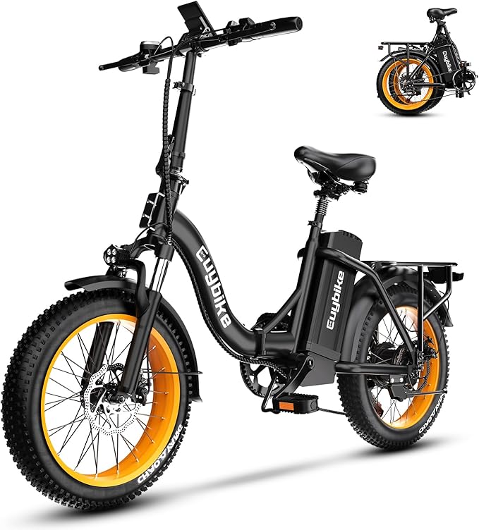 1000W Folding Electric Bike,48V 20AH Removable Battery E Bike,30+MPH,80 Miles Max Range Electric Bike for Adults,20" Fat Tire Foldable ebike,Adult Electric Bicycle for Commute Beach Snow