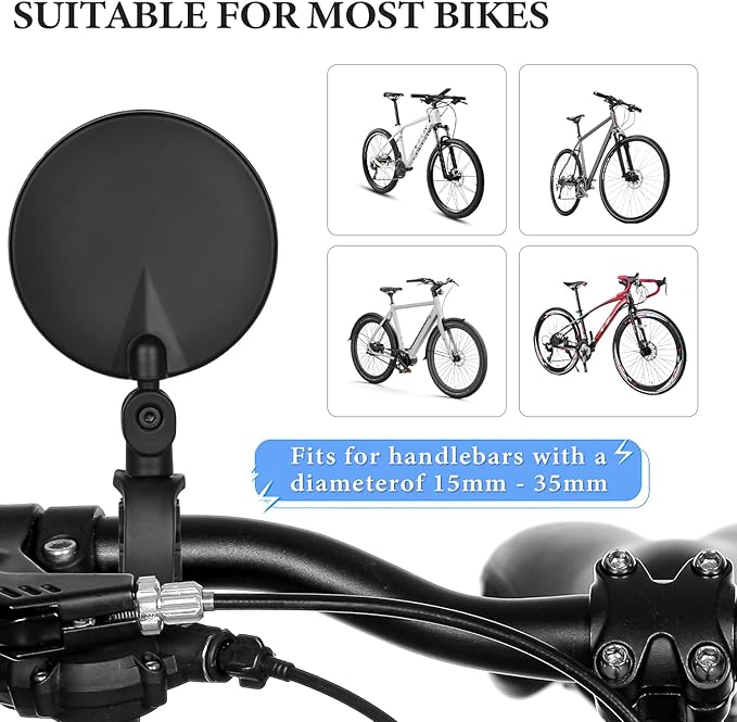 Bike Mirror Bicycle Rear View Mirrors,Rotatable Handlebar Reflectors Foldable Convex Mirror