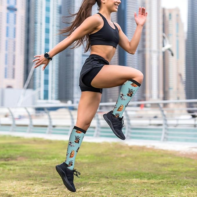 bassyil Compression Socks for Women & Men Circulation 15-20 mmHg Knee High Best Support for Nurses Travel Running Athletic