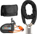 Justech Motorcycle Lock, Bicycle Chain Lock + Motorbike Alarm Disc Lock 110dB Alarm Sound with Reminder Cable and Carry Pouch for Bicycle Scooter
